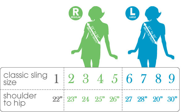 Size Chart for Hotsling's AP Baby Sling