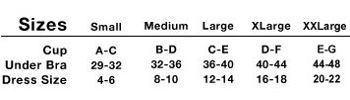 Size Chart for Majamas Organic Cabrio Strapless Nursing Bra