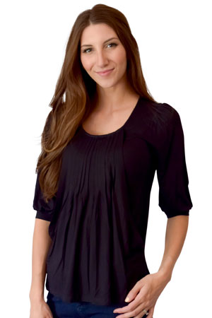 Sophie & Eve Safia 3/4 Sleeve Bamboo Pleated Nursing Top by Sophie & Eve