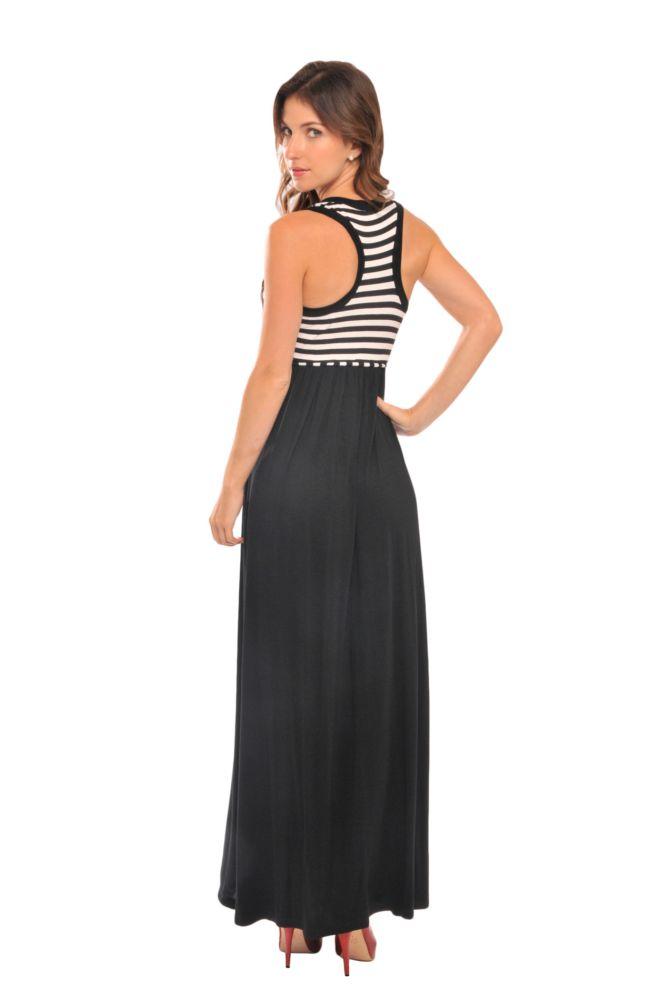 Grace Maxi Maternity Dress in Black and White Stripes by Olian