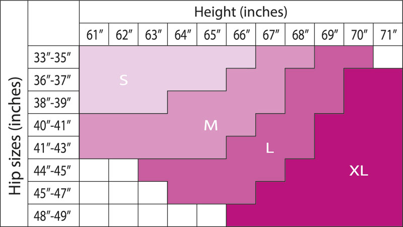Size Chart for Cache Coeur Summer Maternity Tights (Extra Sheer) with Open Toe