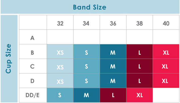 Size Chart for Rumina Classic Crossover Hands-Free Pump & Nursing Bra (Pull Over Style)