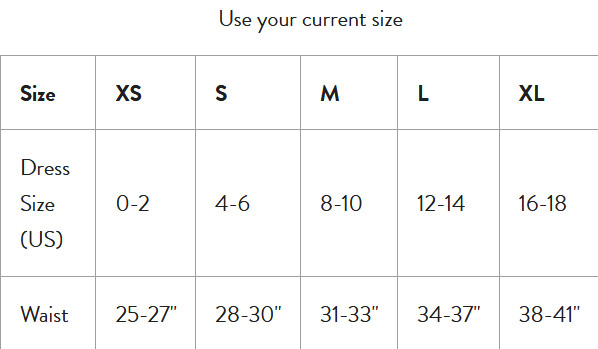 Size Chart for C-Section Recovery Briefs by Belly Bandit®