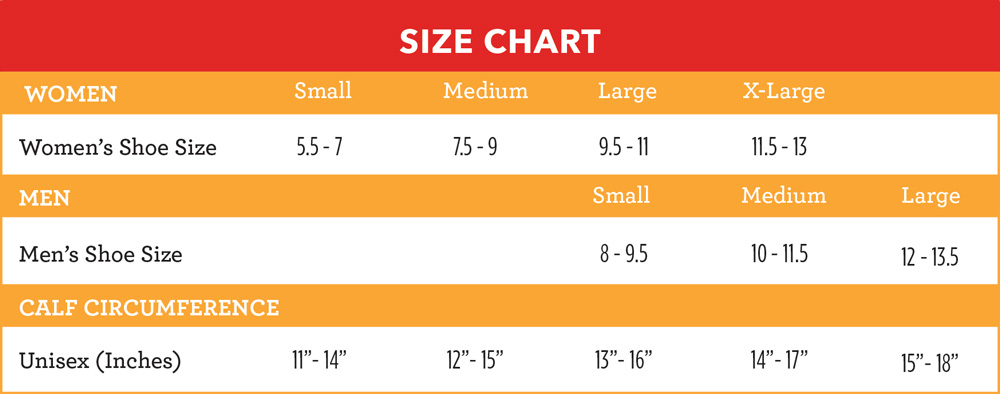 Size Chart for Vim & Vigr 15-20 mmHg Women's Stylish Compression Socks - Wool