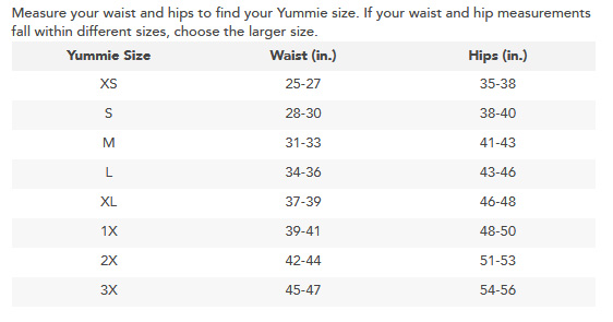 Size Chart for Yummie Baby French Terry Jogger