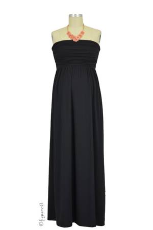 The MW Ruched Tube Maxi Maternity & Nursing Dress by Milky Way