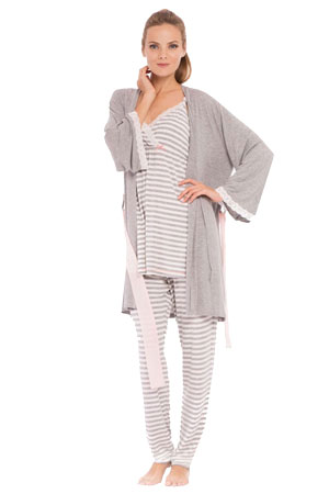 Olian Sally Stripes 4-Piece Nursing PJ Set with Baby Outfit by Olian