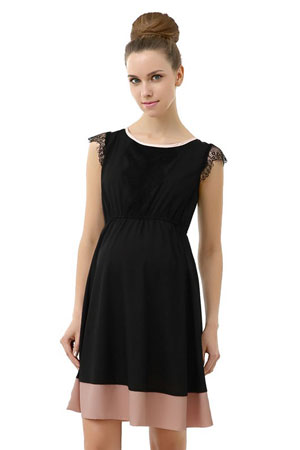Zoey Lace Trimmed Colorblock Maternity Dress by Kimi & Kai Maternity