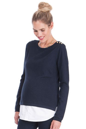 Norma Roll Neck Maternity & Nursing Top in Black by Dote