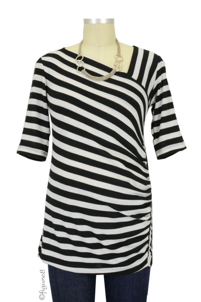 Japanese Weekend Jump Over Maternity Top in Stripes