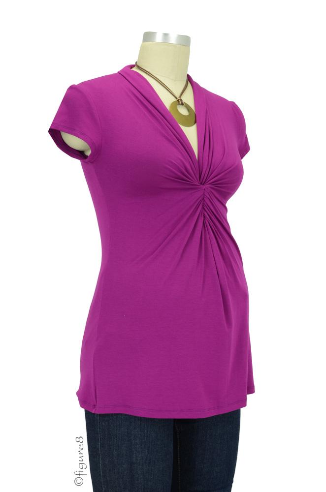 Lycra Twist Front Maternity Top in Orchid by Olian