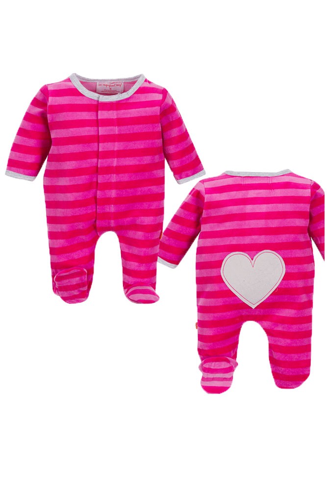 Magnificent Baby Girl's Velour Footie with Applique in Hot Pink/Berry ...
