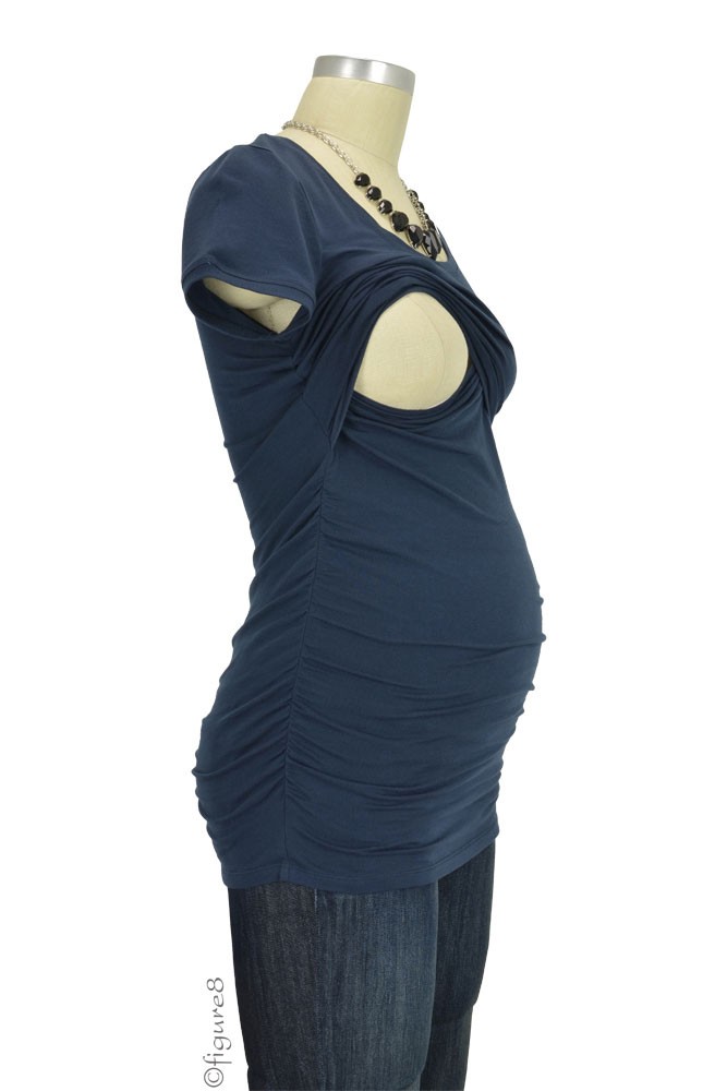 Boob Design Flatter Me Short Sleeve Ruched Maternity & Nursing Top in ...