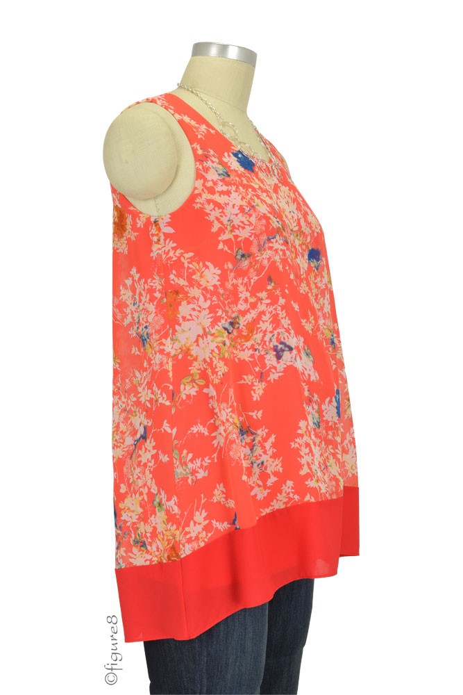 Spring Maternity Cathay Nursing Blouse in Coral