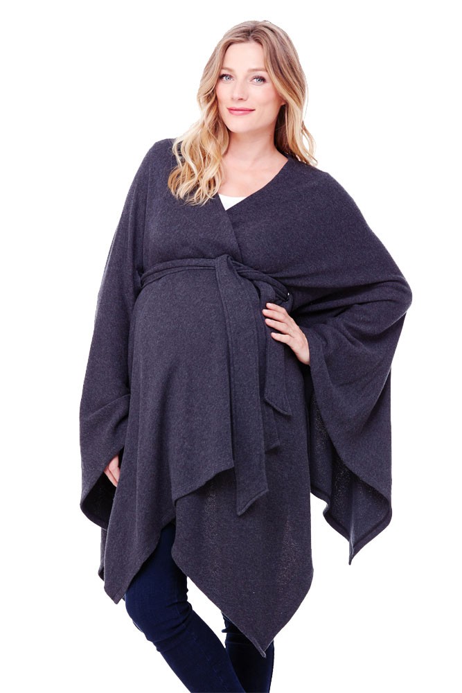 Ingrid & Isabel Belted Cozy Wrap in Charcoal Grey