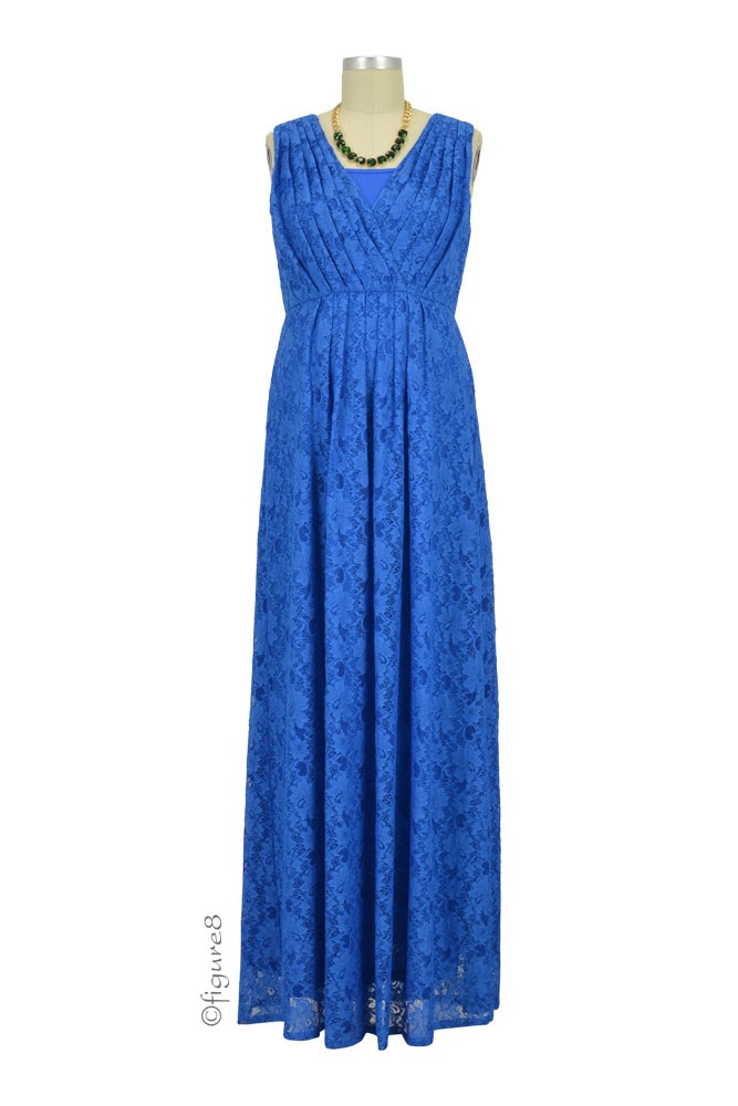 Allyce Full Lace Maxi Maternity & Nursing Dress in Blue by Spring Maternity