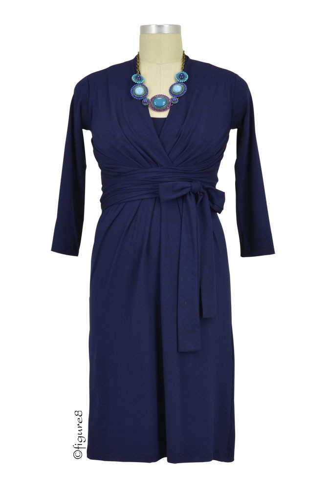 Theory Twist-Front Nursing Dress in Navy by Milky Way